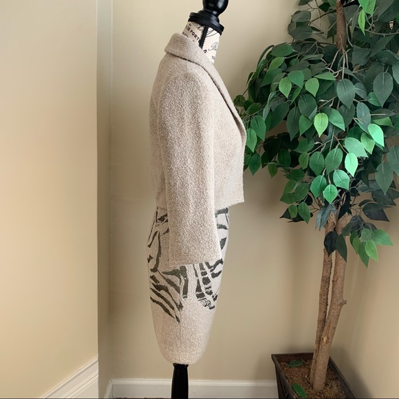 Hilton Hollis 2 Piece Wool Blend Animal Print Dress Suit Beige Green Sz 0 - Picture 8 of 16